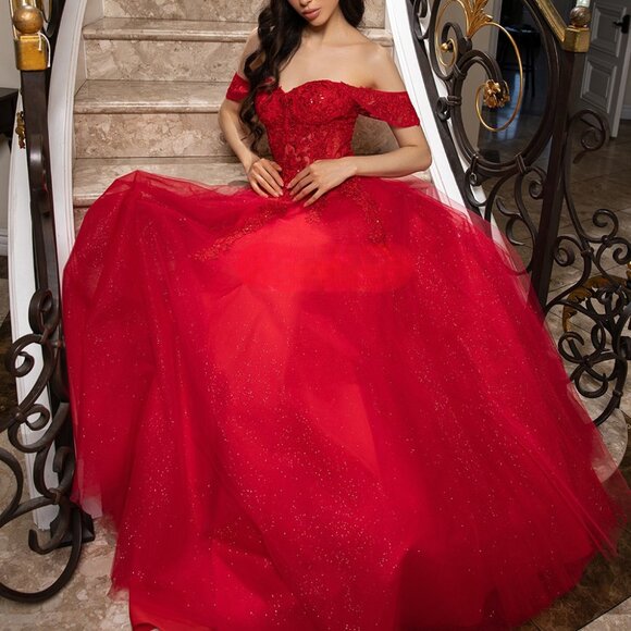 Red formal ball gown.Prom party military ball pageant quinceanera new long - Picture 1 of 6